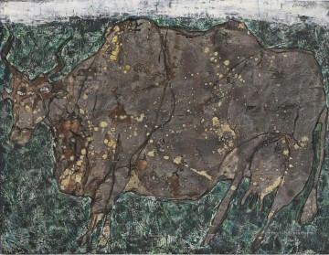 scene of a bullfight Tableau Peinture - VACHE A LHERBAGE Modernisme
